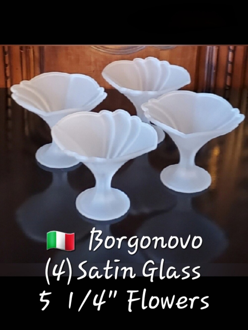 🇮🇹 Borgonovo (4) Satin 5 1/4" Flower Pedestal Dishes / Compotes EUC